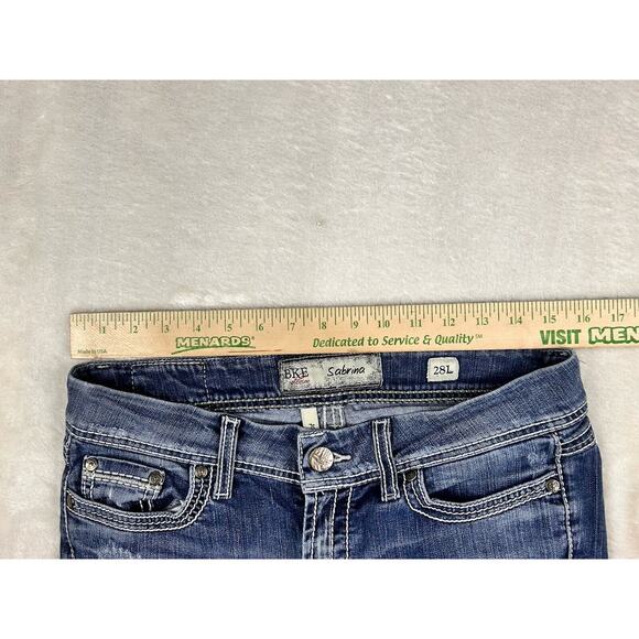 BKE Payton Jeans Y2K Blue 28L Thick Stitch Boot 28 X 33.5 Cotton Blend EUC - Picture 4 of 8